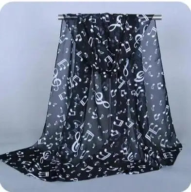 Foulard Mousseline Notes Musique Femme - Châle Soie Imprimé Doux Polyvalent