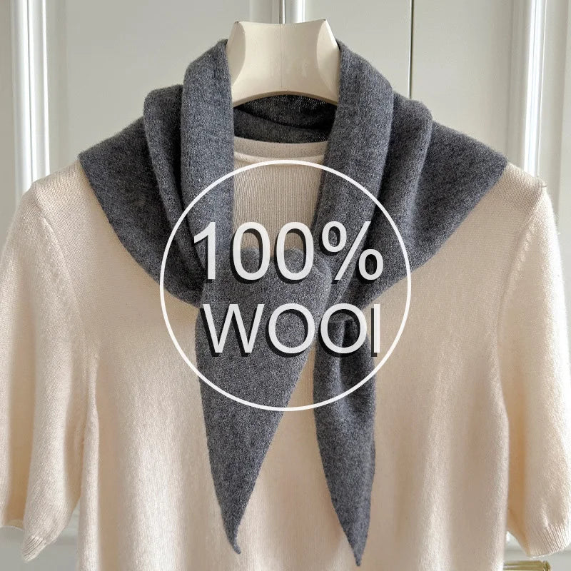 Foulard Triangle Laine 100% Femme - Écharpe Tricotée Style Britannique Multifonction Hiver
