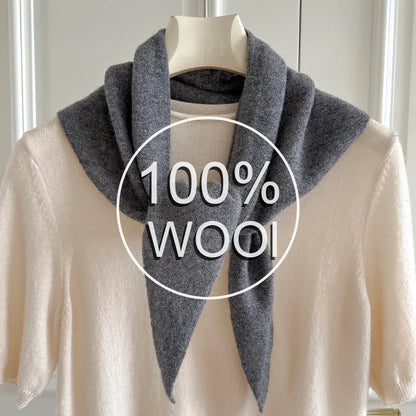 Foulard Triangle Laine 100% Femme - Écharpe Tricotée Style Britannique Multifonction Hiver