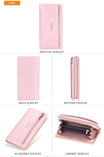 Portefeuille Femme Cuir PU Multi-Fonctions - Pochette Clutch Porte-Cartes Téléphone