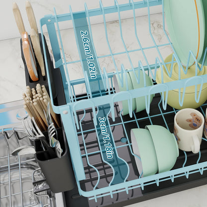 Égouttoir à Vaisselle 2 Étages - Organisateur de Cuisine Pliable