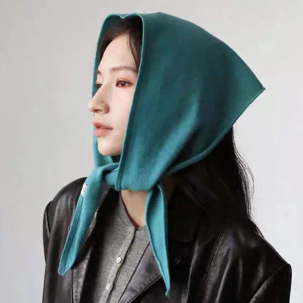 Foulard Triangle Laine 100% Coréen Femme - Écharpe Cachemire Longue Chaude Châle Tricotée