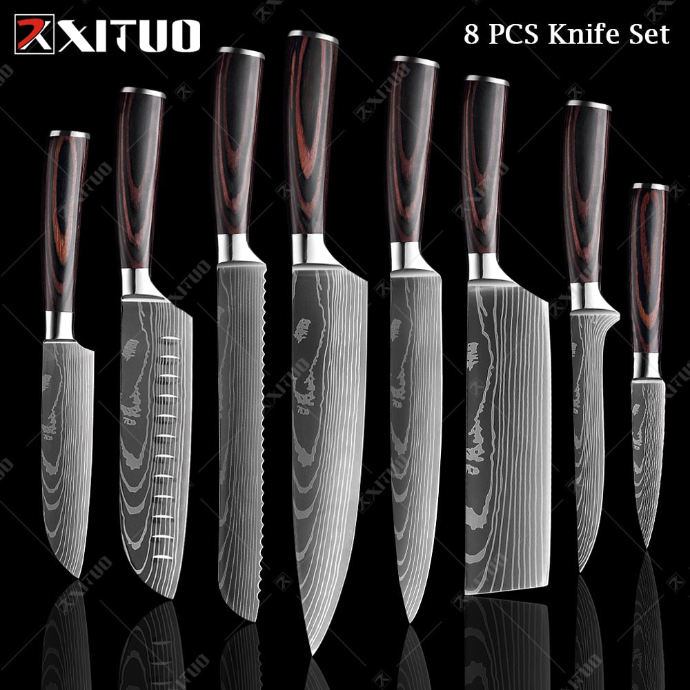 Couteaux de Chef Professionnels 1-10 Pièces - Set Cuisine Acier Inoxydable