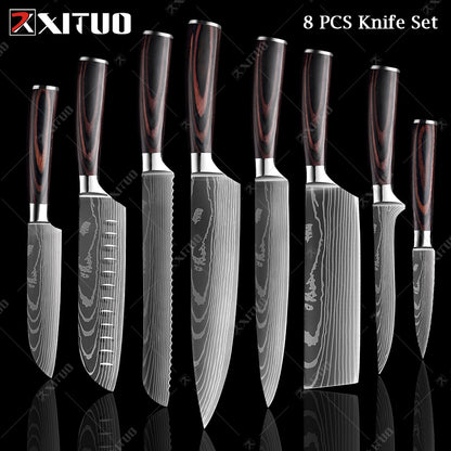 Couteaux de Chef Professionnels 1-10 Pièces - Set Cuisine Acier Inoxydable
