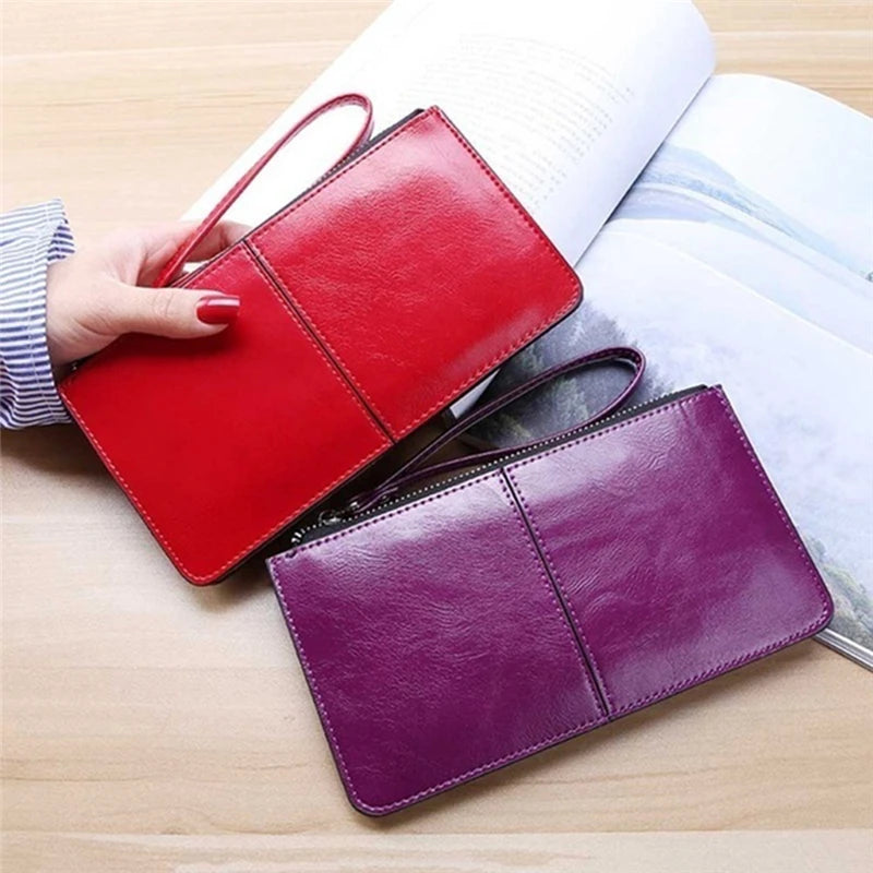 Portefeuille Femme Business Cuir PU Long - Clutch Fermeture Éclair Porte-Cartes Grande Capacité Vert Foncé