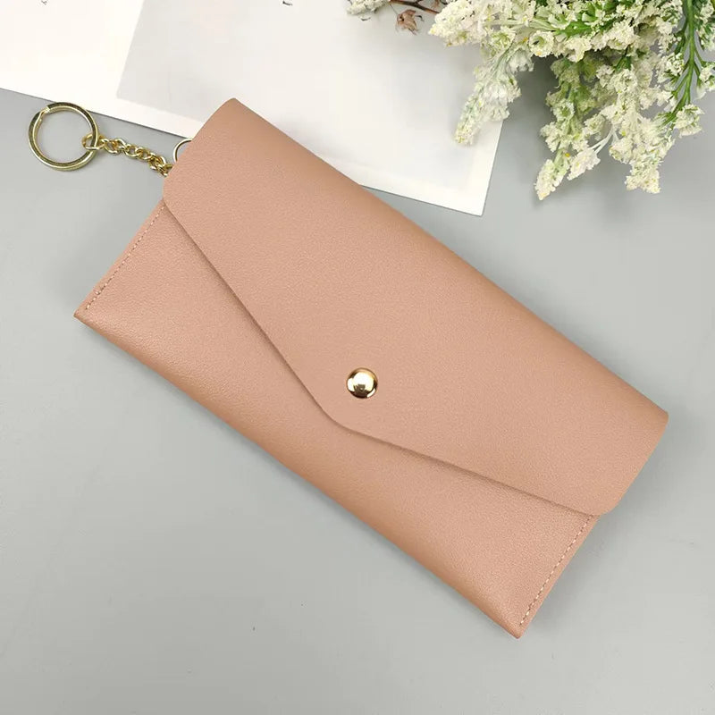 Portefeuille Femme Long Cuir PU - Porte-Cartes Multi-Poches Clutch Élégant Rouge