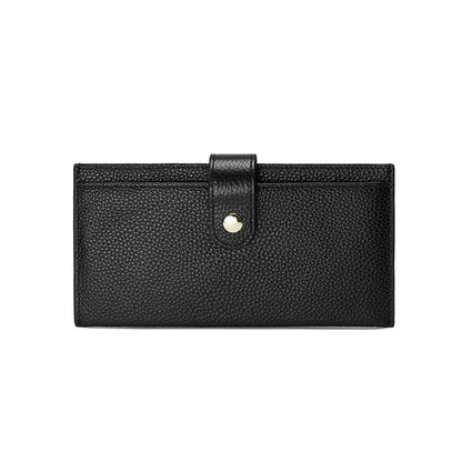 Portefeuille Femme Cuir Luxe 6 Emplacements Cartes Slim - Porte-Monnaie Zippé Détachable Externe Noir