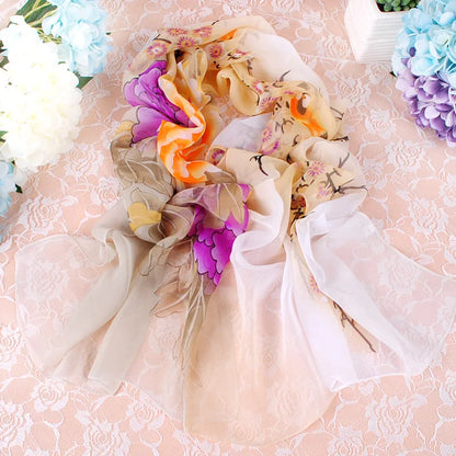 Foulard Écharpe Georgette Dégradé Pivoine Femme - Bandana Châle Été Protection Solaire Plage