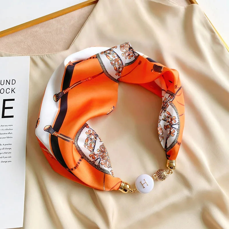 Women's Square Scarf with Magnetic Buckle - Versatile Summer Luxury Scarf/Necklace