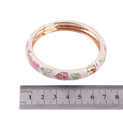 Bracelet Jonc Cloisonné Émaillé Pivoine – Artisanat Ethnique Classique