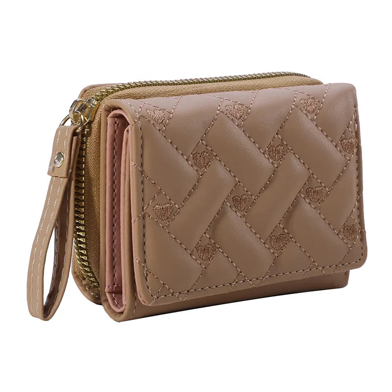 Portefeuille Femme Kawaii Mignon Luxe - Designer Lady Wallet Cuir Porte-Monnaie Beige