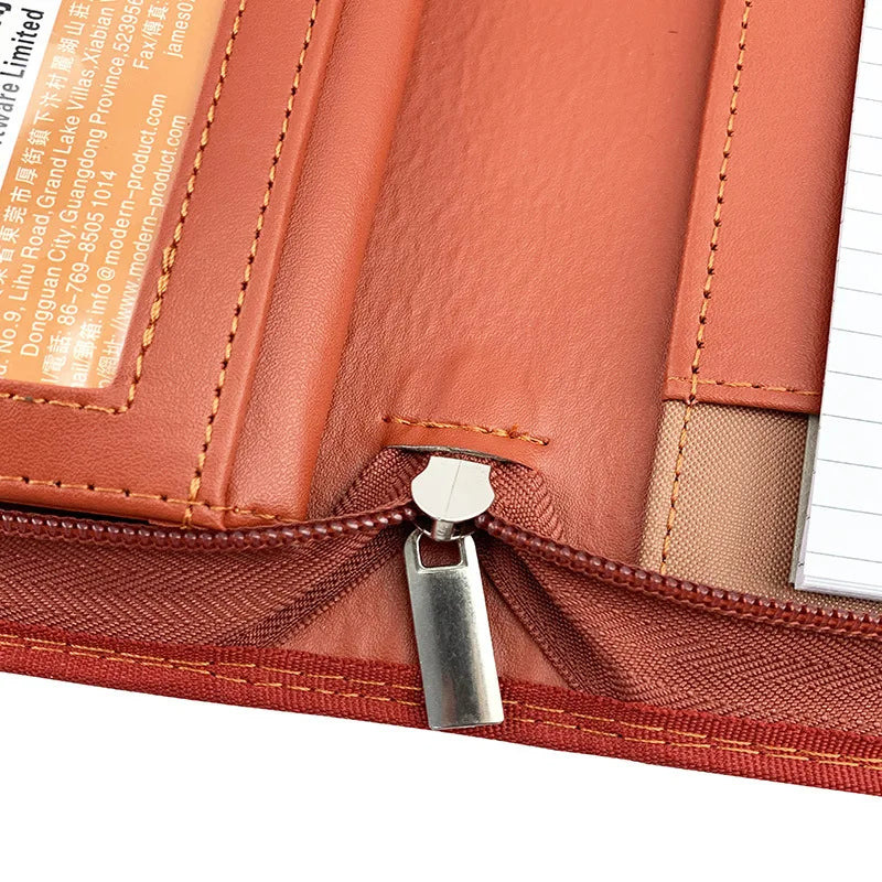 Porte-Documents Cuir Fermeture Éclair - Portfolio Business iPad Tablette Organisateur Entrevue Marron