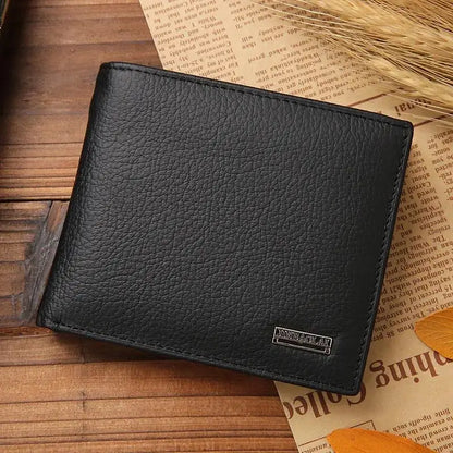 Portefeuille Homme Cuir Véritable - Porte-Cartes Court Premium Noir