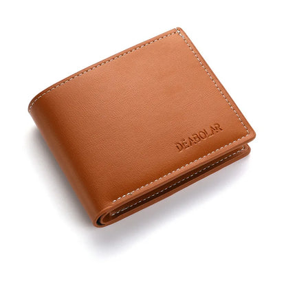 Portefeuille Homme Cuir PU Court Slim - Porte-Cartes Pliable Jeune Homme