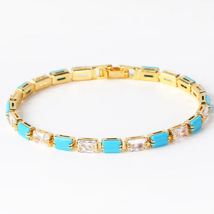 Bracelet Plaqué Or 18K Zircons Arc-en-Ciel – Luxe Micro-Pavé Étanche
