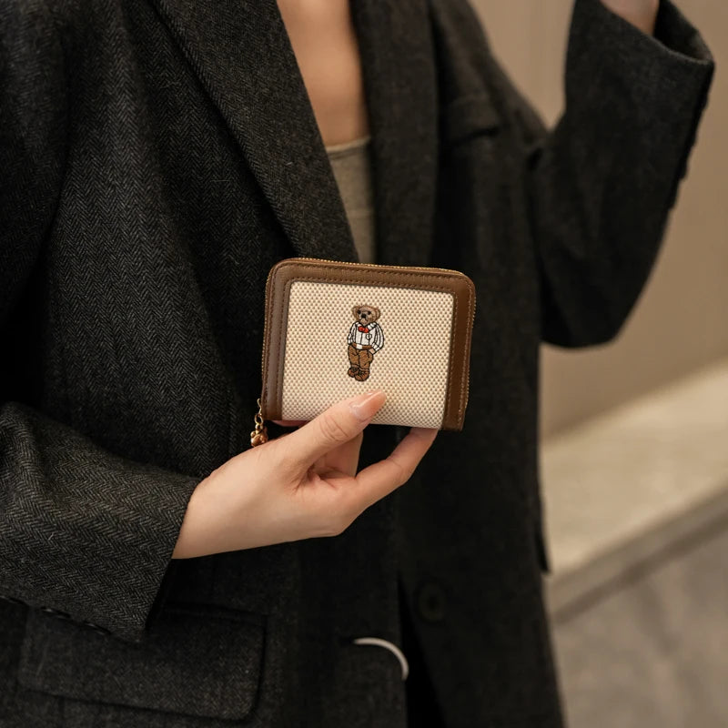 Portefeuille Femme Long Zippé Grande Capacité - Porte-Monnaie Bifold avec Dragonne Porte-Carte Designer Luxe