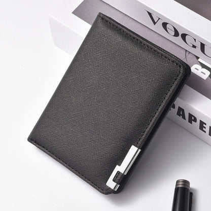 Portefeuille Homme Cuir Synthétique Slim - Porte-Carte Business Minimaliste Multiples Emplacements Géométrique