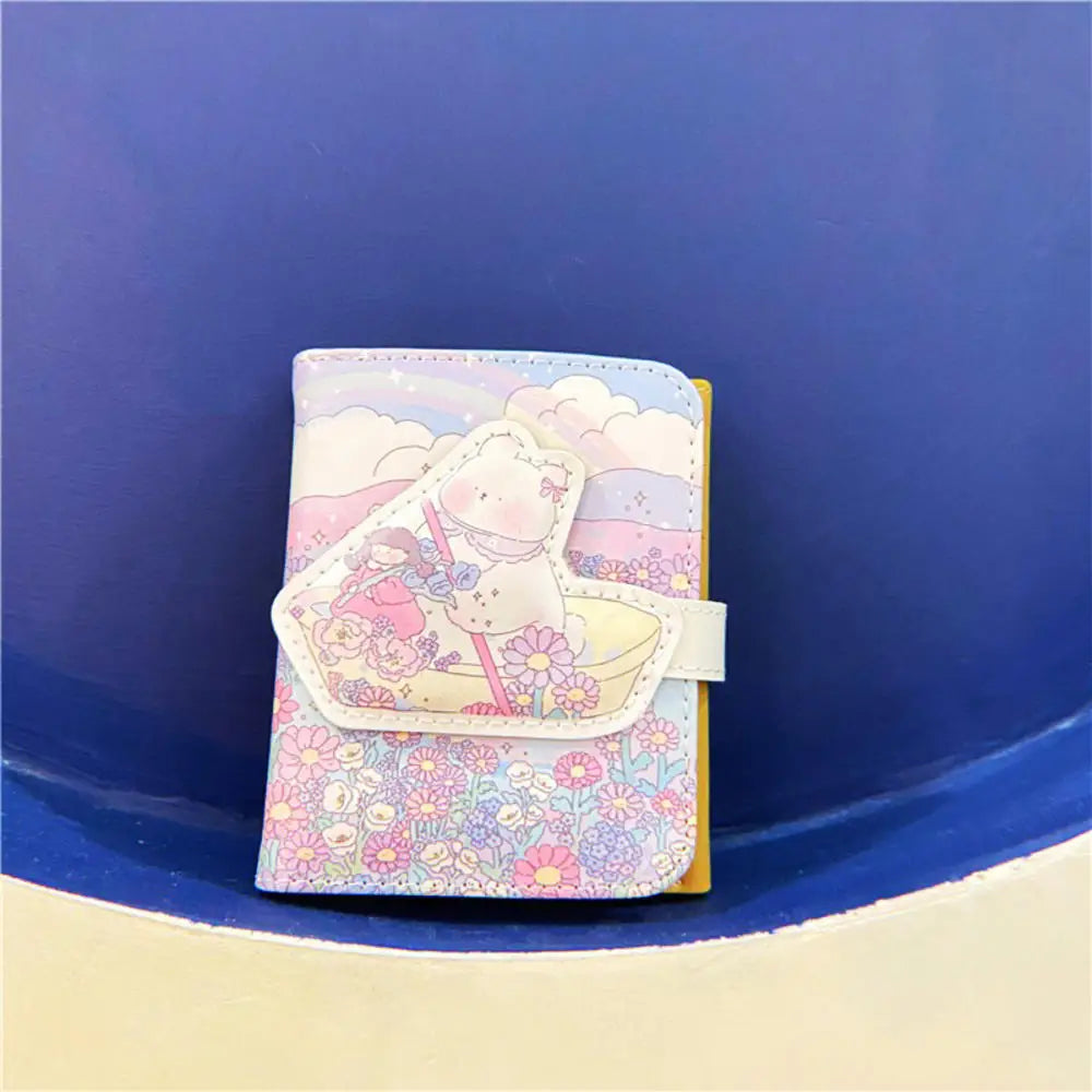 Portefeuille Femme Court Ourson Kawaii - Porte-Monnaie Cartoon Mignon Trifold Porte-Carte Étudiant