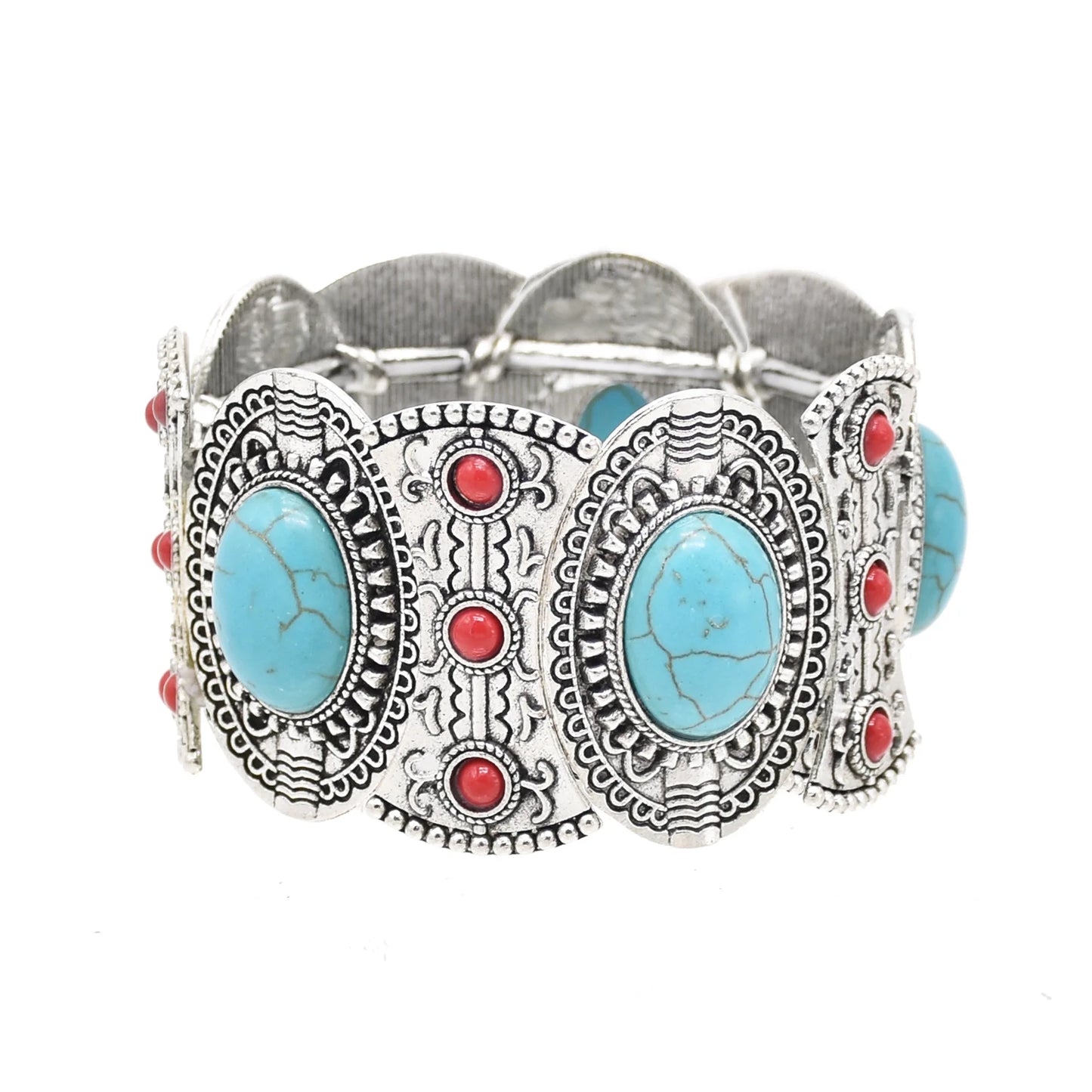 Bracelet Jonc Ethnique Tribal Turquoise - Inspiration Indienne et Africaine