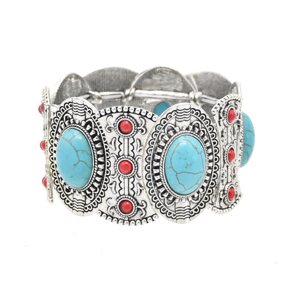 Bracelet Jonc Ethnique Tribal Turquoise - Inspiration Indienne et Africaine
