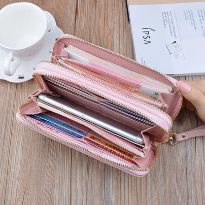 Portefeuille Femme Kawaii Rose Luxe - Grand Porte-Monnaie Designer Cuir Multi-Compartiments