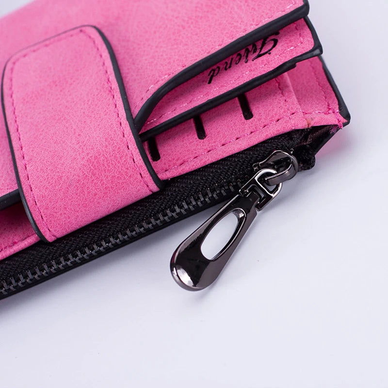Portefeuille Femme Court Cuir PU Pliable Gris - Porte-Carte Porte-Monnaie Portable Lady Coin Purse