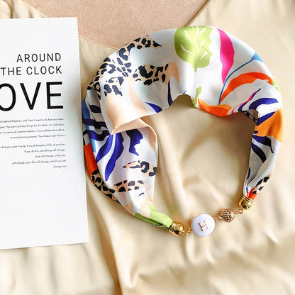 Women's Square Scarf with Magnetic Buckle - Versatile Summer Luxury Scarf/Necklace