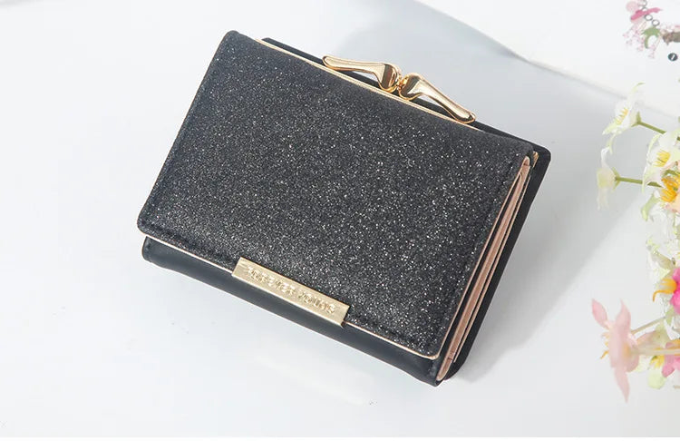 Portefeuille Femme Brillant Tri-Fold - Cartera Mujer Clutch Porte-Monnaie Simple