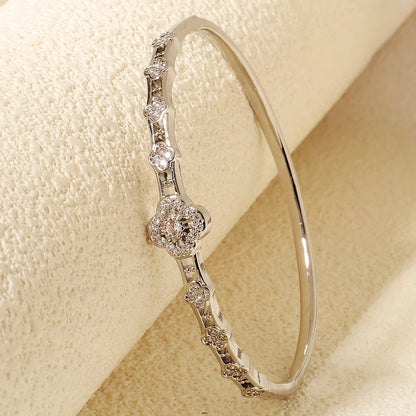 Bracelet Cuivre & Zirconia Femme – Élégance Minimaliste Style Européen