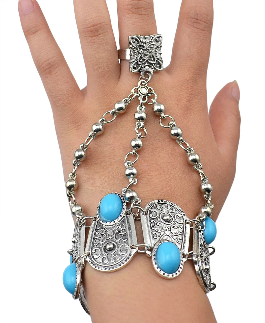 Bracelet Jonc Ethnique Tribal Turquoise - Inspiration Indienne et Africaine