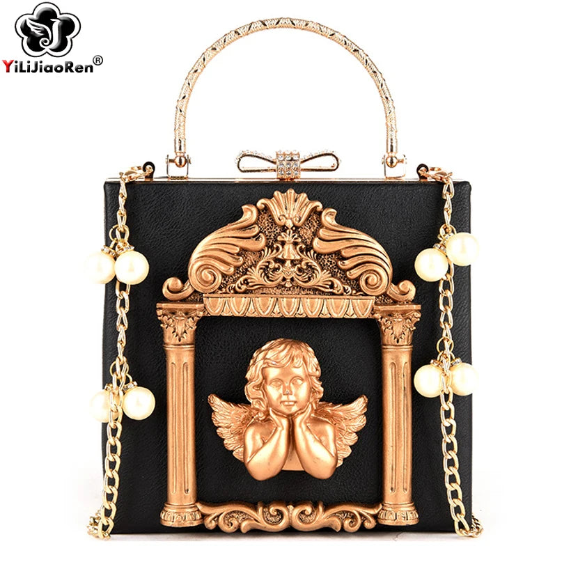 Sac à Main Femme Luxe Perles Ange - Crossbody Cuir Épaule Designer Élégant