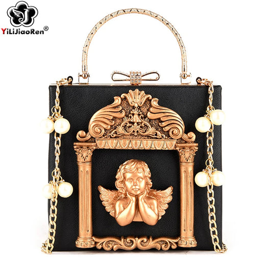 Sac à Main Femme Luxe Perles Ange - Crossbody Cuir Épaule Designer Élégant