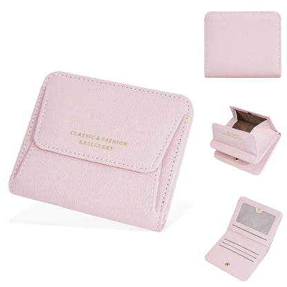 Portefeuille Femme Court Mini Cuir PU Noir - Porte-Carte Porte-Monnaie Multifonction Compact Rouge
