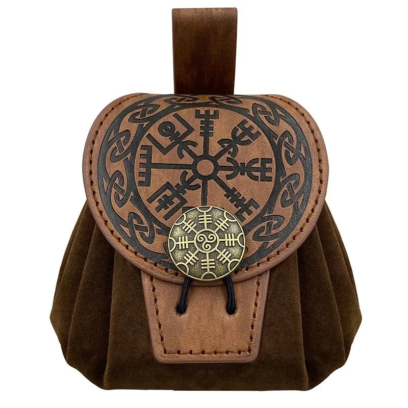 Sacoche Banane Steampunk Homme Cuir PU - Sac Ceinture Médiéval Punk Porte-Monnaie Cosplay Vintage