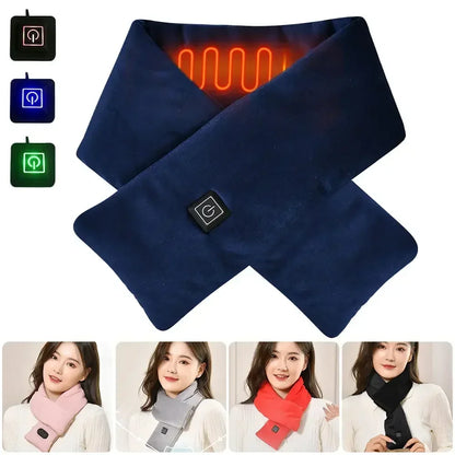 Foulard Écharpe Chauffant USB Rechargeable Femme Homme - Laine Hiver Cou Ski Kaki