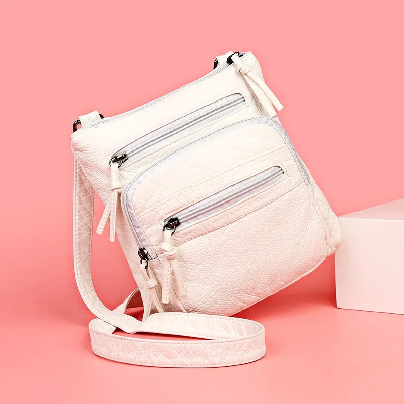 Sac à Main Femme Cuir PU Multi-Couches - Sac Épaule Bandoulière Crossbody Messenger Rabat Porte-Monnaie