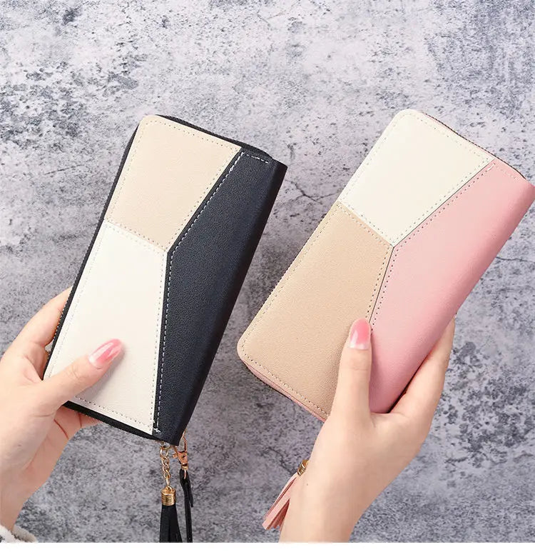 Portefeuille Femme Cuir Long Zippé - Grande Capacité Multifonction avec Compartiment Téléphone