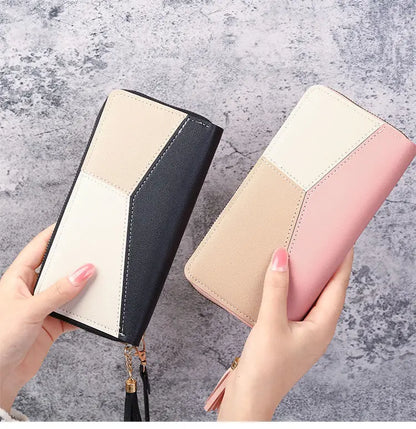 Portefeuille Femme Cuir Long Zippé - Grande Capacité Multifonction avec Compartiment Téléphone