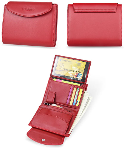 Portefeuille Femme Cuir Véritable - Porte-Monnaie Mini Clutch Porte-Cartes Bourgogne