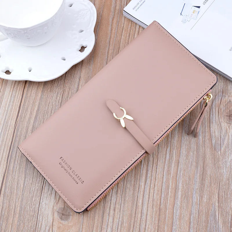 Portefeuille Femme Long Cuir Luxe Slim - Porte-Carte Crédit Clutch Élégant Tendance