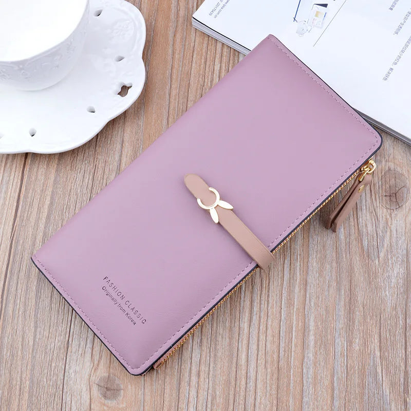 Portefeuille Femme Long Cuir Luxe Slim - Porte-Carte Crédit Clutch Élégant Tendance