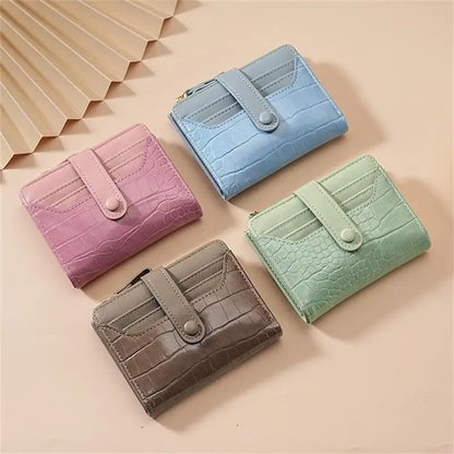 Portefeuille Compact Femme Cuir PU - Multi-Cartes avec Fermeture Éclair