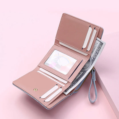 Portefeuille Femme Kawaii Mignon - Petit Porte-Monnaie Cuir Rose Designer