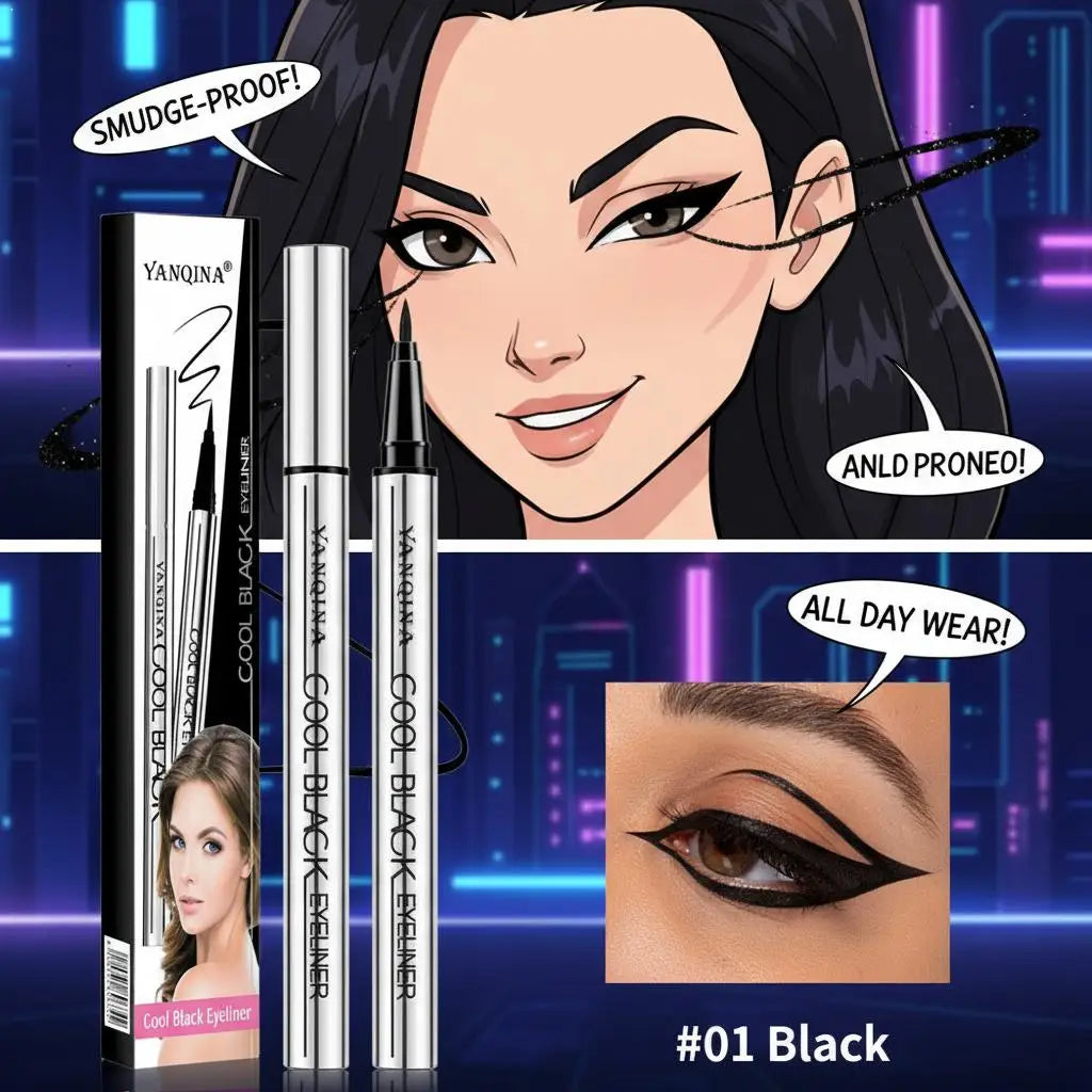 Eyeliner Liquide YANQINA – Waterproof 24H, Séchage Rapide & Anti-Bavures