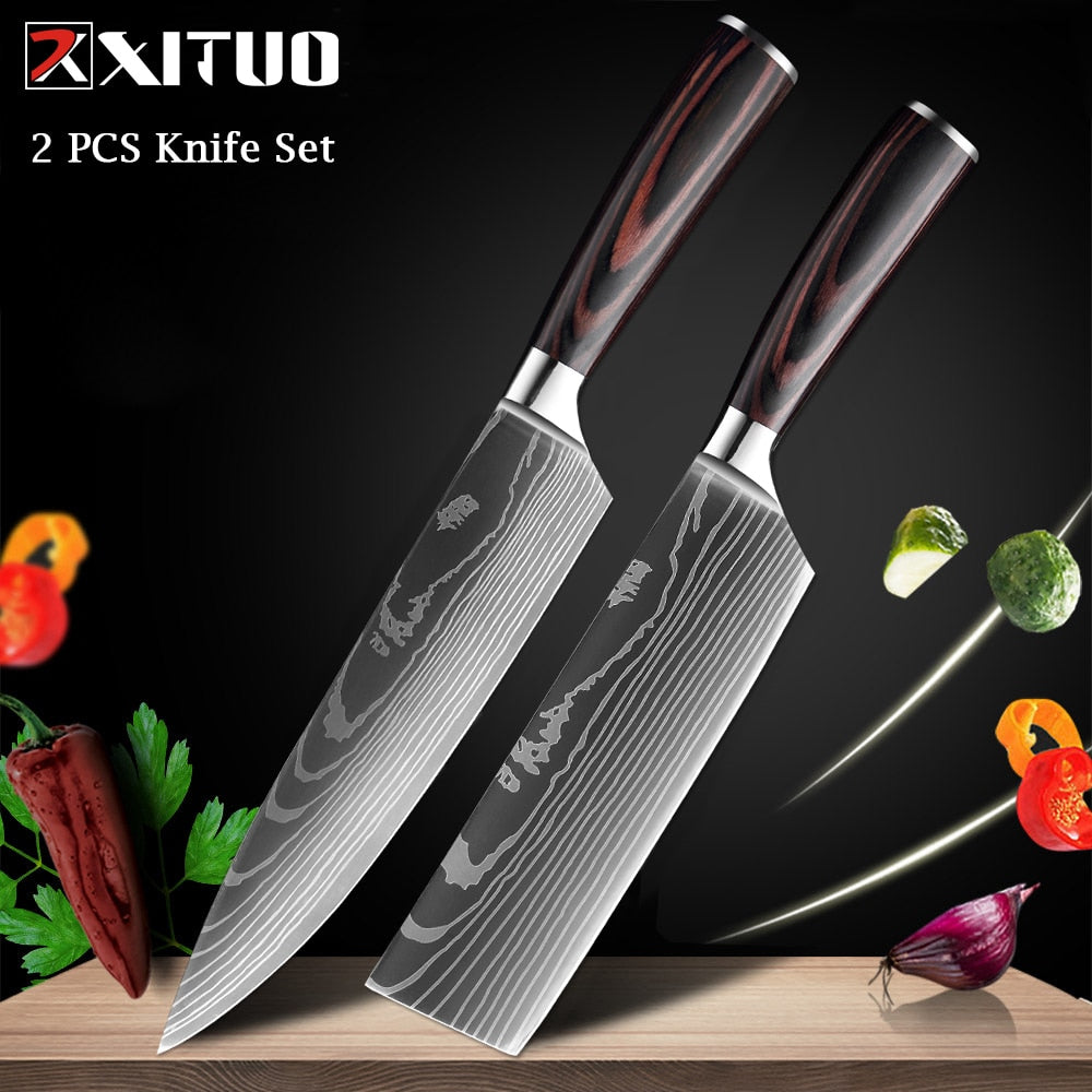 Couteaux de Chef Professionnels 1-10 Pièces - Set Cuisine Acier Inoxydable