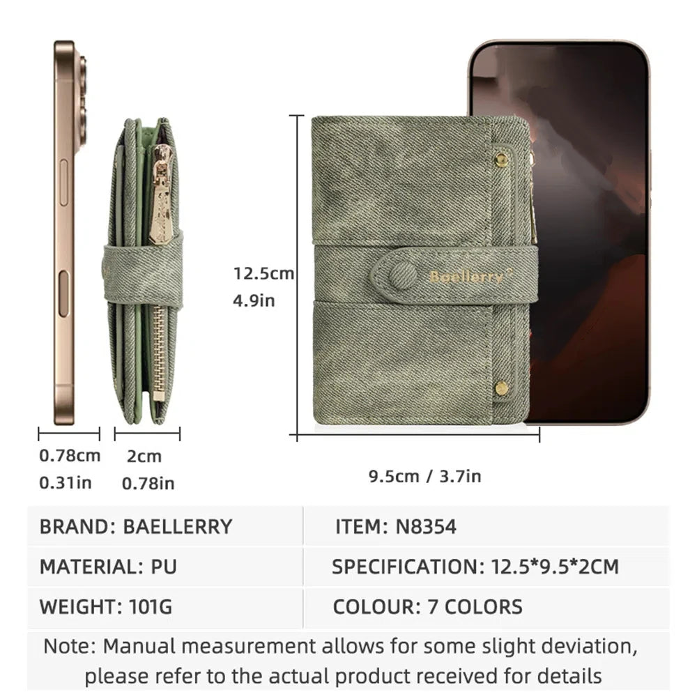 Portefeuille Femme Cuir PU - Porte-Carte Compact Zippé Grande Capacité pour Cartes Bancaires et Voyage