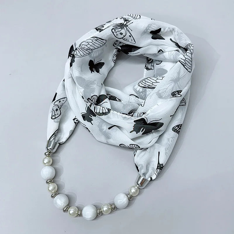 Foulard Collier Mousseline Multicolore Femme - Bijou Statement Neckerchief Bohème Hijab