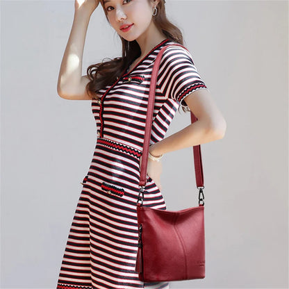 Sac Bandoulière Femme Cuir Pompons Luxe 2025 - Crossbody Bucket Designer