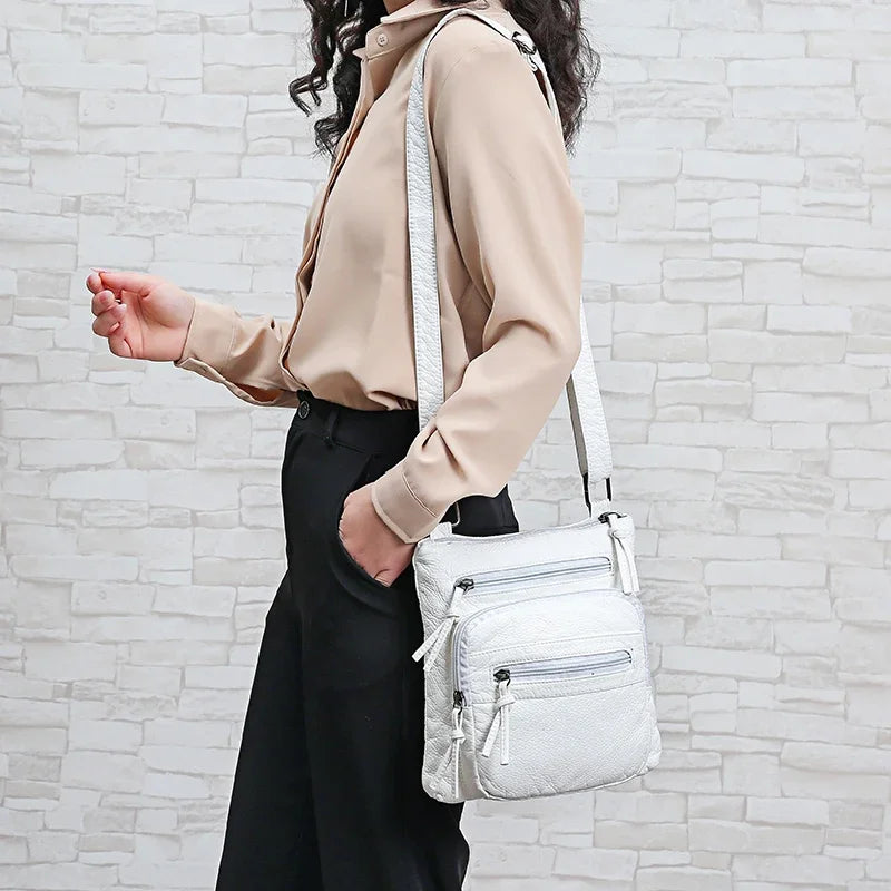 Sac à Main Femme Cuir PU Multi-Couches - Sac Épaule Bandoulière Crossbody Messenger Rabat Porte-Monnaie