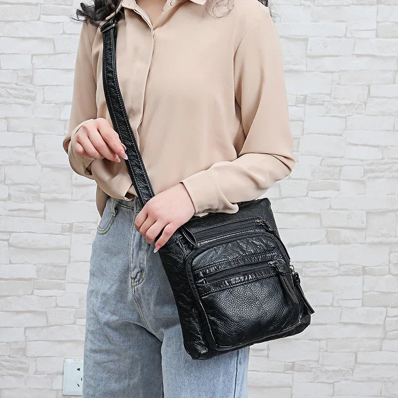 Sac à Main Femme Cuir PU Multi-Couches - Sac Épaule Bandoulière Crossbody Messenger Rabat Porte-Monnaie